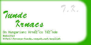 tunde krnacs business card